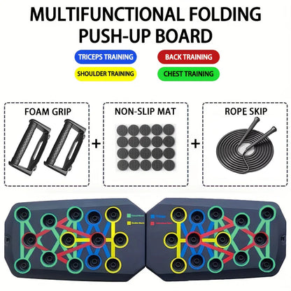 Portable Multifunctional Push-up Board Set With Handles Foldable Fitness Equipment For Chest Abdomen Arms And Back Training