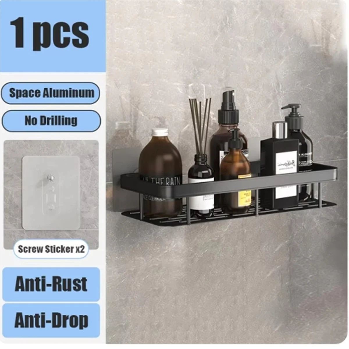 No-punch Shelf Aluminum Alloy Wall Hanging Hollow Bathroom Bathroom Sink Multifunctional Storage Shelf