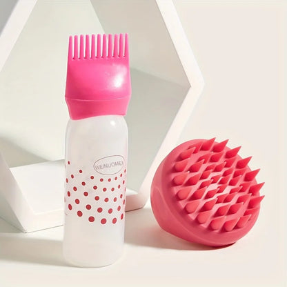 2pcs/set Silicone shampoo bottle PP Hair Dye Bottle With Aplicator, Oil Bottle Brush, Scalp Massage Brush Hair dye bottle