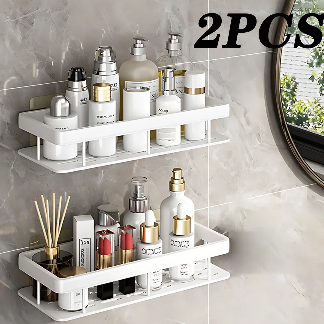 2PCS Bathroom Shelf Kitchen Storage Organizer Aluminum Alloy Shampoo Rack Shower Shelf Bathroom Accessories No Drill Shelf