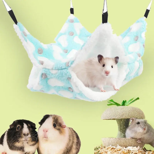 Hamster Hammock Small Pet Hanging Bed Double Warm Thickened Honeybug Flying Squirrel Guinea Pig Hammock Pet Cage Accessories