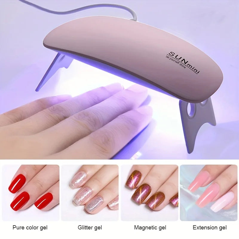 Mini Nail Polish Glue Drying Baking Lamp USB Interface Folding Mouse  Lamp Small Nail Lamp