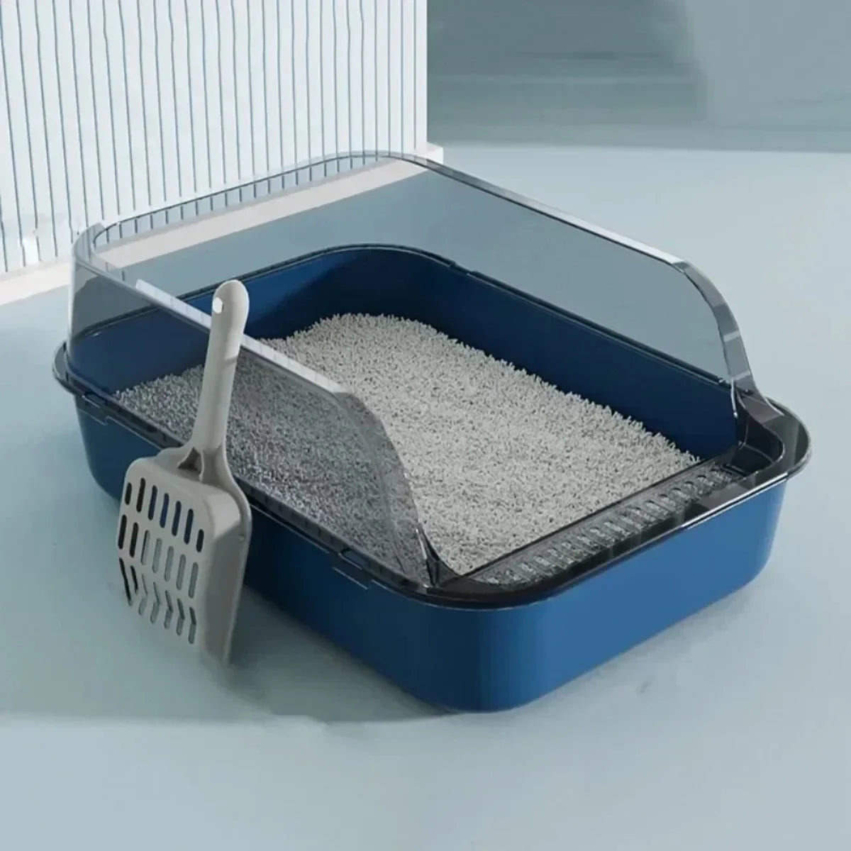 Open Cat Litter Box Thickening Kitty Sandbox Semi-enclosed High Side Splashproof Pet Bedpans with Litter Scoop Cat Supplies