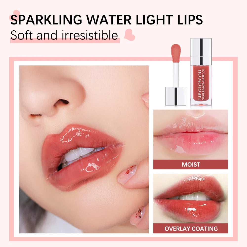 Hydrating Lip Glow Oil, Moisturizing Transparent Plumping Lip Gloss, Tinted for Lip Care and Dry Lip,Ideal Gift For Mother's Day