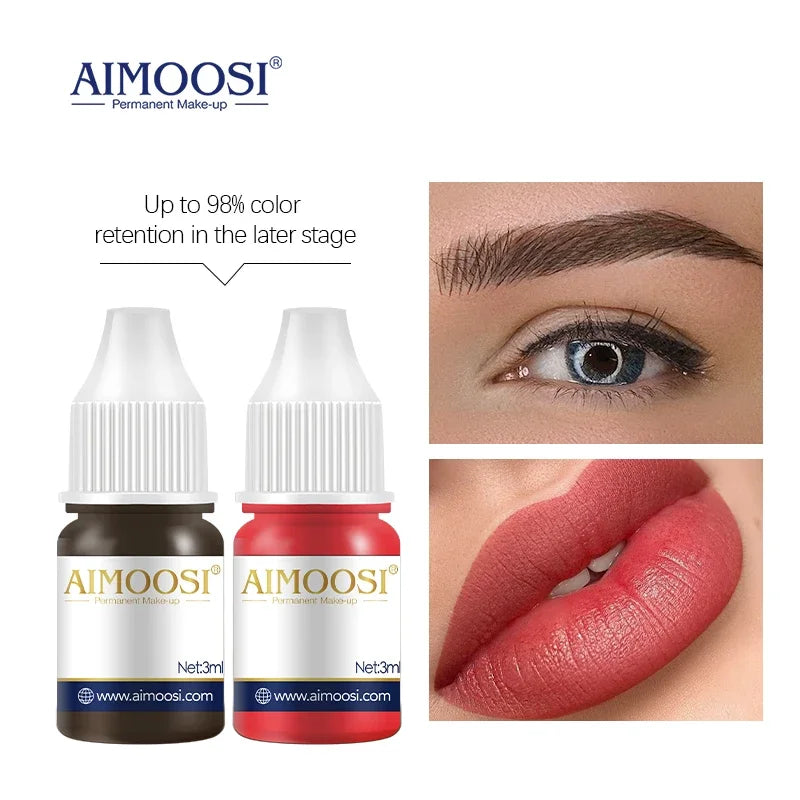 AIMOOSI 3ml Lip Ink Permanent Makeup Pigments for Eyebrows Henna Semi Permanent Eyeliner Professional Microblading Tattoo Inks