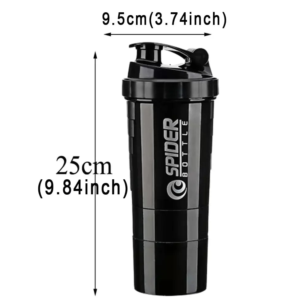 3 Layers Shaker Protein Bottle Powder Shake Cup Large Capacity Water Bottle Mixing Cup Body Building Exercise Mixing Bottle